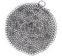 Mythrojan Épurateur de cotte de mailles en fonte Nettoyant pour poêle en fonte Calibre 16 Épurateur en acier inoxydable de 8 mm pour nettoyer la poêle en fonte Wok Pot Chaudron en fonte - 18cm