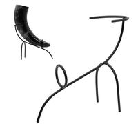 Mythrojan Hand Forged Drinking Rack Twisted Iron Ale Mead Horn Stand, Medieval Iron Twisted Ale for Drinking Horn, Viking Mead Beer Ale Horn Stand for Display Decor