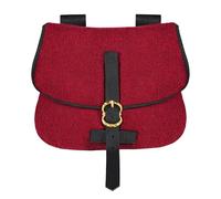 Mythrojan Late Medieval Belt Pouch Renaissance Woolen Waist Bag for Reenactments, Medieval Events, LARP, Ren Faire, and Cosplay Accessories - Maroon