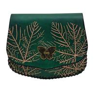 Mythrojan Leather Pouch Medieval Belt Pouch Viking Leather Bag Renaissance Forest Grace Waist Bag for LARP, Cosplay, Elvish Costume, Dark Elf Outfit - Dark Green, 7.4”x8.8”x2.9”