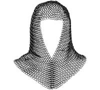 Mythrojan Medieval Chainmail Coif Hood 16 Gauge Stainless Steel Butted Viking Knight Armor for Knight, Viking, LARP, Cosplay, Renaissance Fairs, Reenactments - Silver, Large