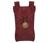 Mythrojan Medieval Renaissance Suede Jewelry Belt Pouch LARP Costume Waist Bag for Historical Reenactment, Cosplay, Stage Props -Maroon