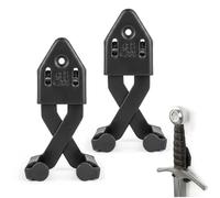 Mythrojan Metal Single Sword Wall Mounts Vertical Sword Mount Display Wall Hanger Adjustable Multifunctional Mount Wall Décor Rack for Axe, Knives - Black,Large, Packs of 2