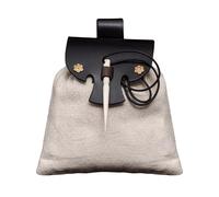 Mythrojan Petit sac banane médiéval en cuir LARP Renaissance - Noir et rouge