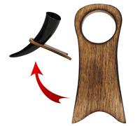 Mythrojan Solid Wood Horn Rack, Handcrafted Medieval Viking Mead Ale Horn Stand, Elegant Wooden Display for Viking Drinking Horns - Natural Finish