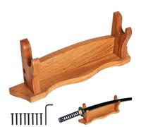 Mythrojan Support d'épée médiéval en bois massif, présentoir horizontal pour Katana, samouraï, gladiateur, épées de croisé, support de table élégant, 1 niveau