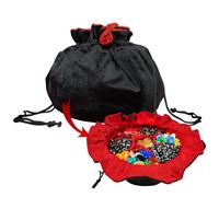 Mythrojan Ultimate Multi-Section Drawstring Dice Bag Medieval Velevt Pouch for LARP, Cosplay, and Tabletop Games Versatile Storage Solution for Dice, Tokens, Small Essentials - Black & Red