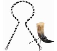 Mythrojan Viking Drinking Horn Stand Medieval Twisted Mead Rack for Ale, Beer, Wine, Perfect Accessory for Historical Reenactments, LARP Events, Authentic Viking Gatherings - Black