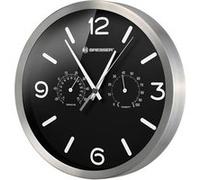 Bresser MyTime ND Thermo-Hygro Horloge Murale Radio-pilotée silencieuse avec Cadre en Acier Inoxydable et Affichage de la température et de l'humidité Noir