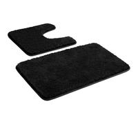 Myting - Ensemble de tapis de bain 2 pièces, antidérapant lavable noir, tapis de bain en microfibre doux et tapis de toilette 50x80+50x50 cm