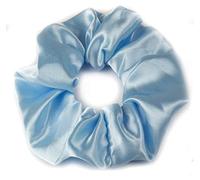 Mytoptrendz® Grand chouchou luxueux en satin lisse et soyeux uni pour queue de cheval - Sans traces - Pour filles et femmes - Cheveux épais et bouclés - Bleu clair