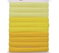 Mytoptrendz Lot de 10 élastiques à cheveux pour femme - Sans accrocs - Sans danger - Sans métal - Pour queue de cheval - En jersey de coton - Pour cheveux épais (jaune vert)