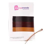 Mytoptrendz® Lot de 12 épingles à cheveux classiques en métal solide Jumbo pour cheveux épais Brun/blond naturel 65 mm