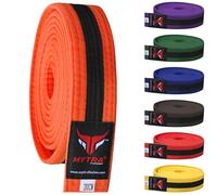 Mytra Fusion Ceinture karaté légère et Durable Plusieurs Couleurs, Ceinture Arts Martiaux, Ceinture Taekwondo et Ceinture Karate pour Hommes et Femmes (Orange/Black, 240-CM)