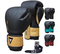 Mytra Fusion Gants de Boxe Inclus avec Bandes de Boxe Gratuite Hommes & Femmes MMA Training Muay Thai Gants(12-oz, Black/Gold)