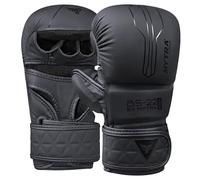 Mytra Fusion Gants MMA Hommes et Femmes Gants Sparring MMA avec Une Paume Respirante Ouverte Gants Grappling pour Le Kickboxing, Le grappin, Les Combats en Cage et Les Arts Martiaux (Black, L/XL)