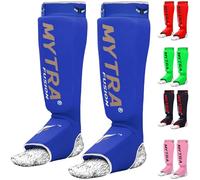 Mytra Fusion Protecteur Tibia-Cou-de-Pied Extensible Protege Tibia Boxe Léger et Rembourré Entraînement Protège Tibia Muay Thai,Arts Martiaux et Protege Tibia MMA Hommes et Femmes