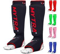 Mytra Fusion Protecteur Tibia-Cou-de-Pied Extensible Protege Tibia Boxe Léger et Rembourré Entraînement Protège Tibia Muay Thai,Arts Martiaux et Protege Tibia MMA Hommes et Femmes