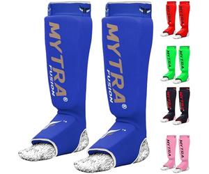 Mytra Fusion Protecteur Tibia-Cou-de-Pied Extensible Protege Tibia Boxe Léger et Rembourré Entraînement Protège Tibia Muay Thai,Arts Martiaux et Protege Tibia MMA Hommes et Femmes