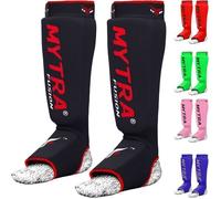 Mytra Fusion Protège Tibia + Pied, MMA, Kick Boxing, Sports de Combats Noir - Adulte S/M