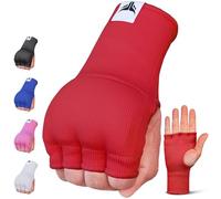 Mytra Fusion sous Gants Boxe Rembourré en Gel Bandes Boxe sans Longues Bretelles Hommes et Femmes Élastique Bande Boxe pour MMA, Muay Thai, Kickboxing, Punching et Arts Martiaux (Red, S/M)