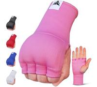 Mytra Fusion sous Gants Boxe Rembourré en Gel Bandes Boxe sans Longues Bretelles Hommes et Femmes Élastique Bande Boxe pour MMA, Muay Thai, Kickboxing, Punching et Arts Martiaux (Pink, S/M)