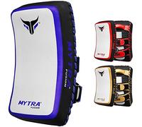 Mytra Fusion Thai Pad Kick Shield MMA Kickboxing Muay Thai Training Pad Arm Pad Strike Shield (White Blue)