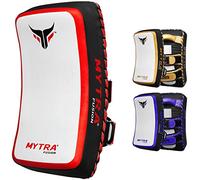 Mytra Fusion Thai Pad Kick Shield MMA Kickboxing Muay Thai Training Pad Arm Pad Strike Shield (White Red)