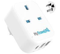 MyTravelPal® Adaptateur de voyage avec ports USB et USB-C pour la Chine et l'Australie avec USB et USB C,Adaptateur de voyage sûr et mis à la terre de type I, Nouvelle-Zélande, Fiji Argentine