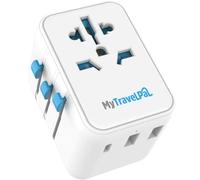 MyTravelPal Adaptateur de voyage universel avec USB C et USB | Adaptateur de prise mondiale | Normes de sécurité britanniques | Prise de voyage internationale pour l'Europe, les États-Unis, le
