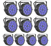 mytueetp 10PCS 200W Projecteur Par LED RGBWA UV 18 Lumiere de Scene, D MX 7/10CH Eclairage Scene Boîtier en Aluminium avec Support pour scène DJ Party Show Bar Halloween Noël