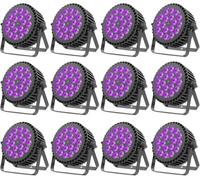 mytueetp 12PCS 200W Projecteur Par LED RGBWA UV 18 Lumiere de Scene, D MX 7/10CH Eclairage Scene Boîtier en Aluminium avec Support pour scène DJ Party Show Bar Halloween Noël