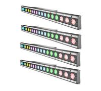 mytueetp 4 Pièce LED RGBW Wall Wash Lampe 18 LEDs 120W,29 Modes + 59 Effets Lumineux Blancs,Contrôle DMX512,IP20,Effet de Lumières de Scène pour DJ Bar Soiree Fête Disco Mariage Halloween Noël