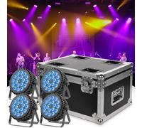 mytueetp 4PCS 200W Par LED avec Flightcase, RGBWA UV 18 Lumiere de Scene, D MX 7/10CH Eclairage Scene Boîtier en Aluminium avec Support pour scène DJ Party Show Bar Halloween Noël
