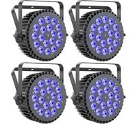 mytueetp 4PCS 200W Projecteur Par LED RGBWA UV 18 Lumiere de Scene, D MX 7/10CH Eclairage Scene Boîtier en Aluminium avec Support pour scène DJ Party Show Bar Halloween Noël