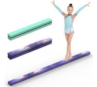 mytueetp Poutre Gymnastique, Poutre Gymnastique Pliable Flanelle Bleu étoilé 2,1 m/220 LB, Simili Cuir Suédé, Barre Gymnastique Enfant pour Entraînement à Domicile, Exercice Physique
