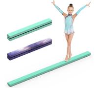 mytueetp Poutre Gymnastique, Poutre Gymnastique Pliable Flanelle Vert Menthe 2,1 m/220 LB, Simili Cuir Suédé, Barre Gymnastique Enfant pour Entraînement à Domicile, Exercice Physique