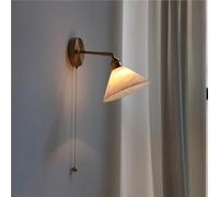 MYUYEE Applique Murale Moderne en Marbre Blanc Dépoli Doré avec Chaînette, Idéale pour Chambre, Salon, Couloir Ou Salle De Bain. Lampe Murale Vintage en Laiton Et Albâtre Nature