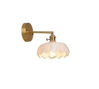 MYUYEE Applique Murale Vintage De Style Nordique Moderne en Verre Blanc Laiteux Et Laiton Antique, Idéale pour Chambre, Salon, Salle De Bain Ou Maison De Campagne. Motif Floral.