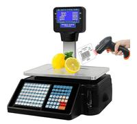MYUYEE Balance De Caisse Enregistreuse, Balances Électroniques avec Impression D'Étiquettes, Balances Commerciales, Balances Électroniques De Calcul De Prix (Balance + Scanner)