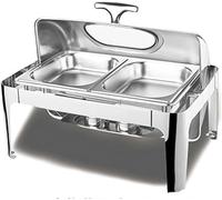 MYUYEE Buffet Chauffant - Ensemble Buffet Hot Pot Ensemble Buffet Hot Pot Pliable et Ensemble de Chauffage de Buffet Marmite à Nourriture Marmite à Eau Support à,Couverture visuelle - Double