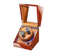 MYUYEE Caricatore Automatico per 2 Orologi, 5 Impostazioni Diverse, Motore Silenzioso A Trasmissione Diretta, Luce LED, Meccanismo A Molla, Custodia per Orologi Da Polso.(Marrone-2+0)