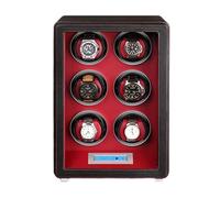MYUYEE Caricatore Automatico per 6 Orologi, Custodia per Orologi Con Superficie in Pelle PU, Caricatore Automatico, Girevole per Orologi, Scatola Con Display LCD Touch Scre(Nero)