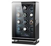 MYUYEE Caricatori Automatici per Orologi Da 9/12/24 Ore Con Motore Silenzioso, Cuscino Flessibile in Pelle PU Con Luce LED E Blocco Con Impronta Digitale, Organizer per Oro(12+0)