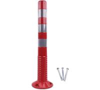 MYUYEE Cône de signalisation de 75 cm de Haut Poteau de délimitation de la Circulation Conique barrière en Plastique Ruban réfléchissant Poteau de stationnement,Rouge et Argent - Pack de 4