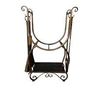 MYUYEE Ensemble d'outils de cheminée, support à bois de chauffage, 5 pièces pour cheminée, poêle avec crochet, balai, pelle, pince, 45 × 20 × 70 cm, utilisation en intérieur et en extérieur