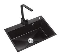 MYUYEE Évier de Cuisine Bar Petit Noir Grand en Acier Inoxydable cuve Simple Style campagnard à encastrer,Une Couleur - 53 x 43 x 21 cm