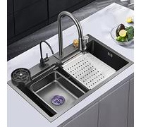 MYUYEE Éviers de bar de cuisine à cuve unique, évier de cuisine en acier inoxydable pour camping-car, remorque de voyage, garage avec robinet
