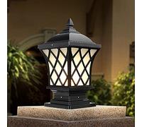 MYUYEE Lampe de Porche Professionnelle d'extérieur imperméable et résistante à la Neige Style européen Vintage Lanterne à Filets Verres LED Lampe Colonne pour,Noir - Diamètre 48 cm