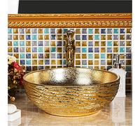 MYUYEE Lavabo de comptoir en céramique dorée 41 x 15 cm pour décoration d'hôtel idéal pour Un bistrot en Plein air.,N-Taille Unique